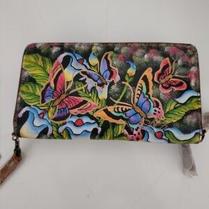 Sharif hand painted butterfly zip Wallet